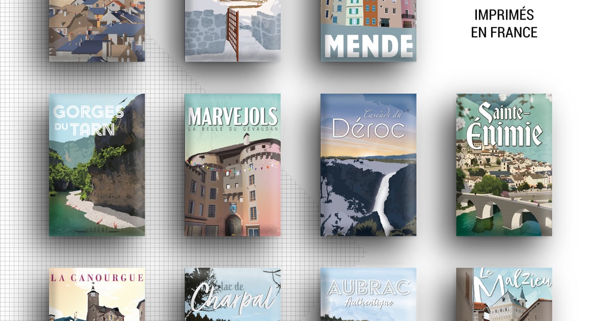 MAGNET - AUBRAC 48 - BLEU | LOZERE 48 LE SLOGAN