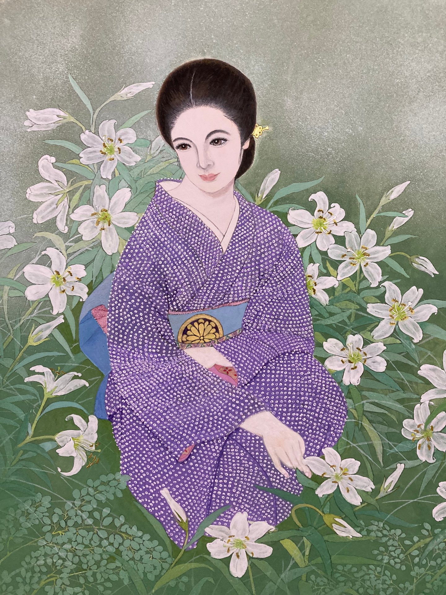 Home NIHONGA ogawa kikuyo | 猫と花 日本画 小川 喜久世