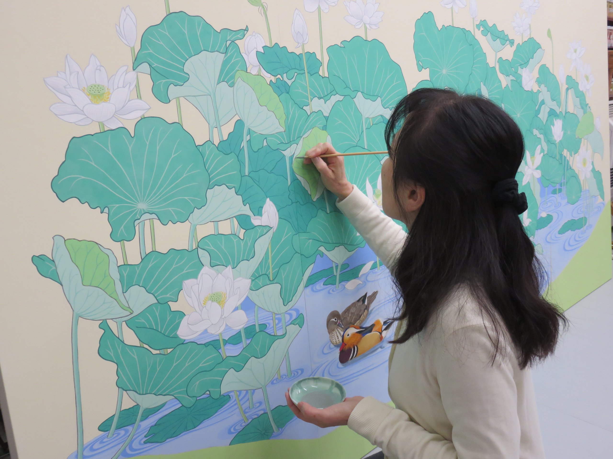 日本画作家の水彩画 山田皓斉(やまだ こうさい) 額装